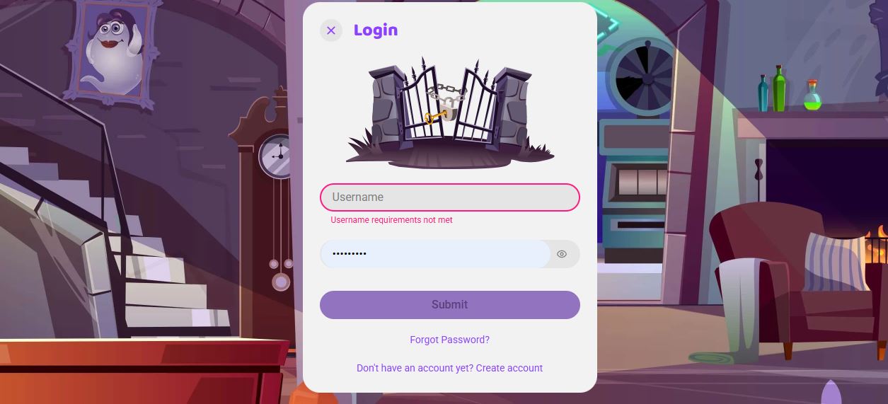 Log in to your Boocasino account using your username and password 